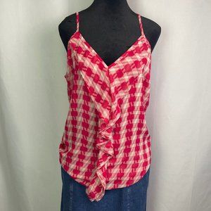 Cabi Pink and White Ruffle Cami Tank